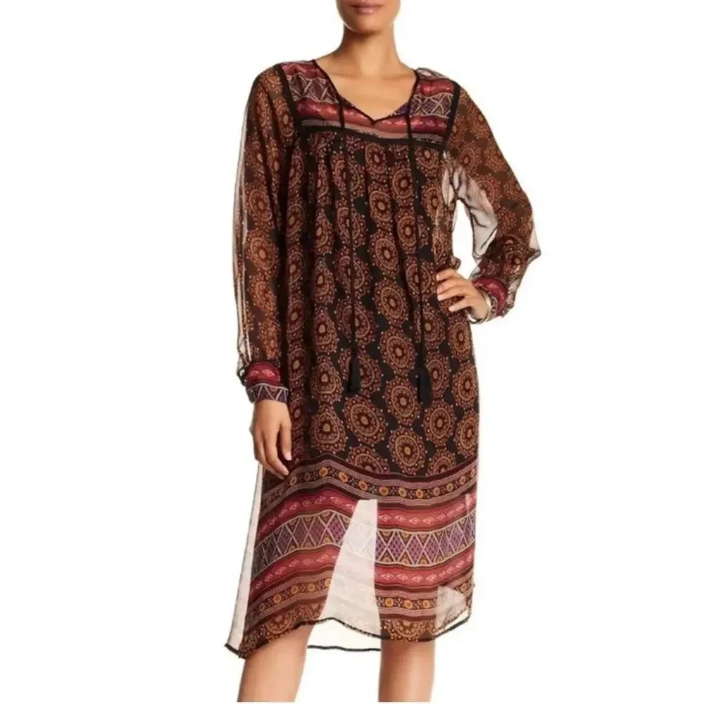 JOHNNY WAS FOR LOVE & LIBERTY Silk‎ Mandala Printed Boho Dress